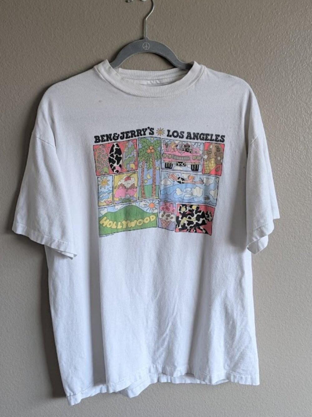 Vintage 90s Ben & Jerry’s T Shirt Large USA Los Angele Ice Cream Comic Graphic